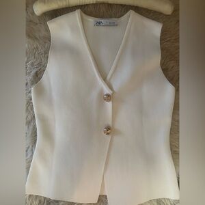 Zara Ivory Buttoned Knit Vest